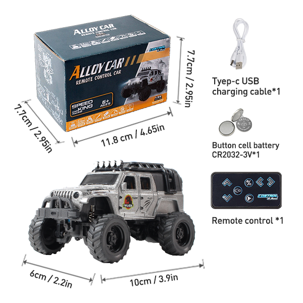 Mini Remote-Controlled Truck, Smartphone App Control, 1:64 Scale Jeep Toy Truck, 2.4GHz Wireless Remote Control, LED Lights, Alloy Shell, Multiple Control Modes, Adjustable Speed/Steering, Christmas Gift