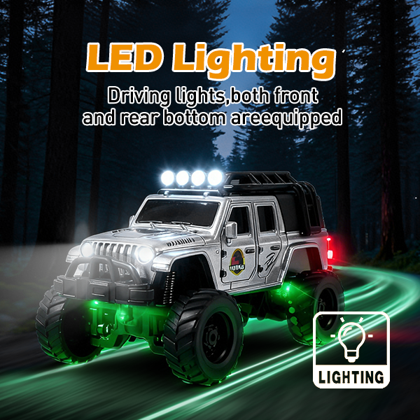 Mini Remote-Controlled Truck, Smartphone App Control, 1:64 Scale Jeep Toy Truck, 2.4GHz Wireless Remote Control, LED Lights, Alloy Shell, Multiple Control Modes, Adjustable Speed/Steering, Christmas Gift