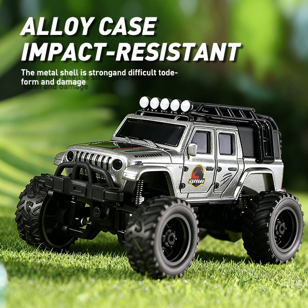 Mini Remote-Controlled Truck, Smartphone App Control, 1:64 Scale Jeep Toy Truck, 2.4GHz Wireless Remote Control, LED Lights, Alloy Shell, Multiple Control Modes, Adjustable Speed/Steering, Christmas Gift