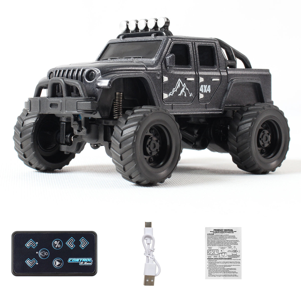Mini Remote-Controlled Truck, Smartphone App Control, 1:64 Scale Jeep Toy Truck, 2.4GHz Wireless Remote Control, LED Lights, Alloy Shell, Multiple Control Modes, Adjustable Speed/Steering, Christmas Gift